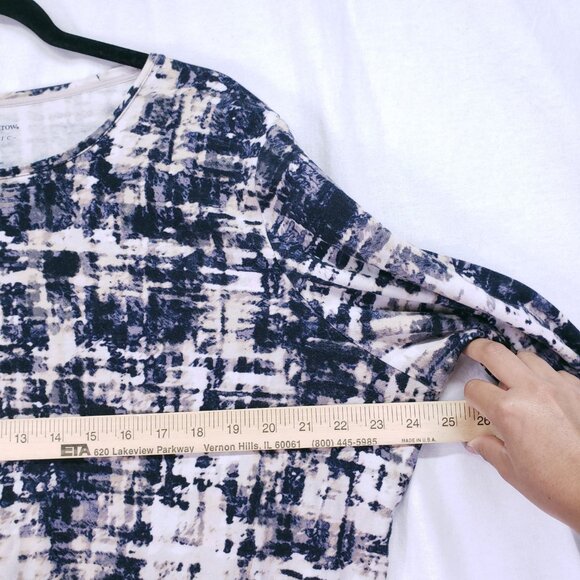 Croft and Barrow Classic Tee Abstract Pattern Plus Size 2X Long Sleeve Cotton - Picture 5 of 15